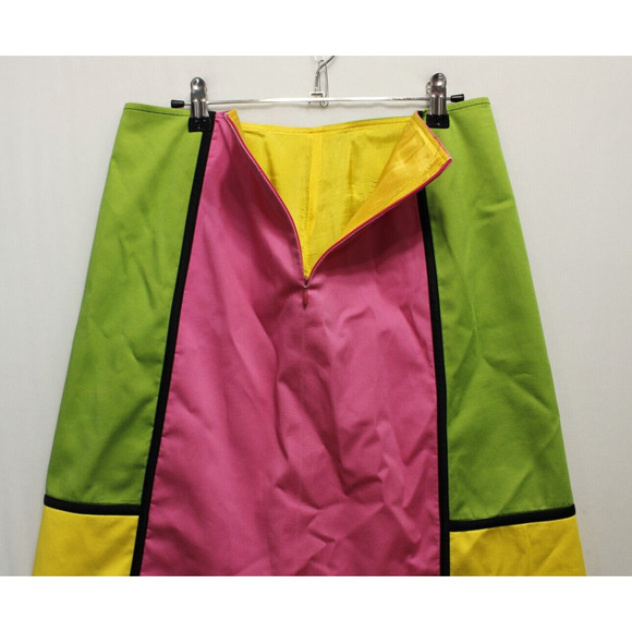 Citrine A Line Skirt Bright Multicolor Block Women 8 Knee Length Maximalist - Picture 3 of 9